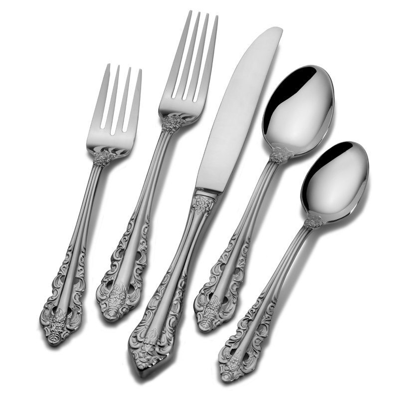 Wallace Antique Baroque 65-Piece 18/10 Stainless Steel Flatware